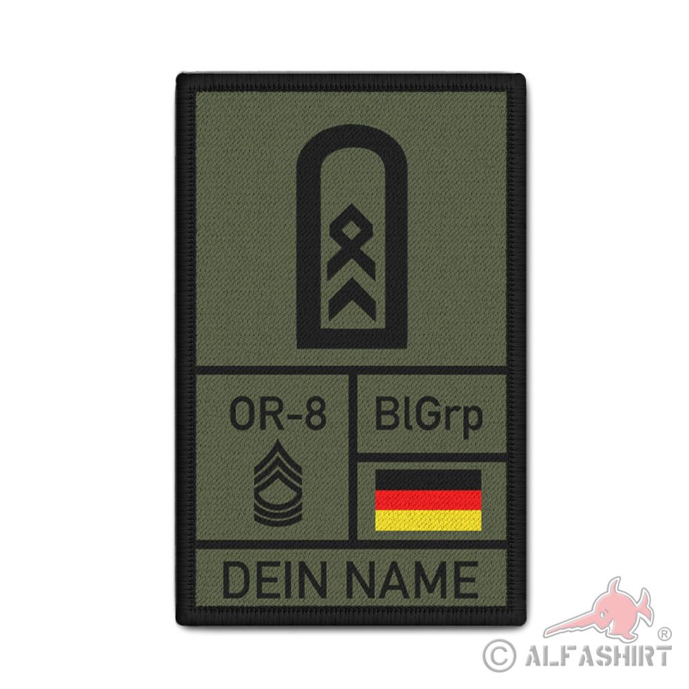 Patch StFw Heer BW Blutgruppe OR-8 Dein Name NATO Rang GER DE #44705