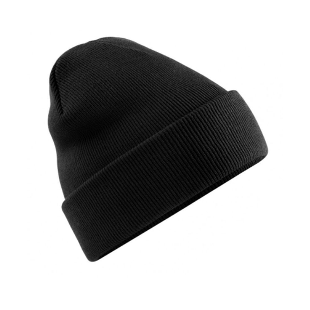 Knitted Beanie Black Blank Winter Hat Cuff Unisex Cold #45796