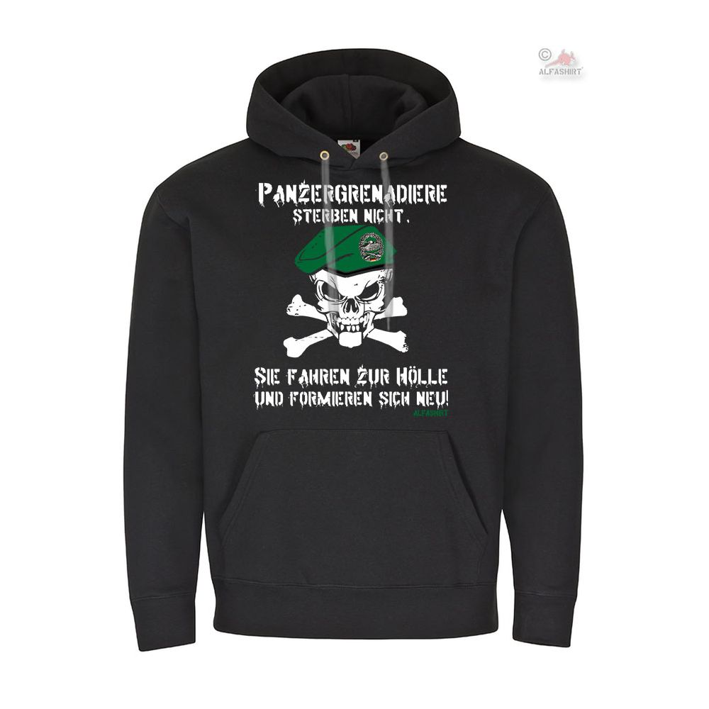 Panzergrenadiere sterben nicht fahren zur Hölle fomieren sich NEU Hoddie #20041