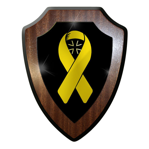 Wappenschild / Wandschild - Gelbe Schleife Unterstützt Truppen Bundeswehr #9048