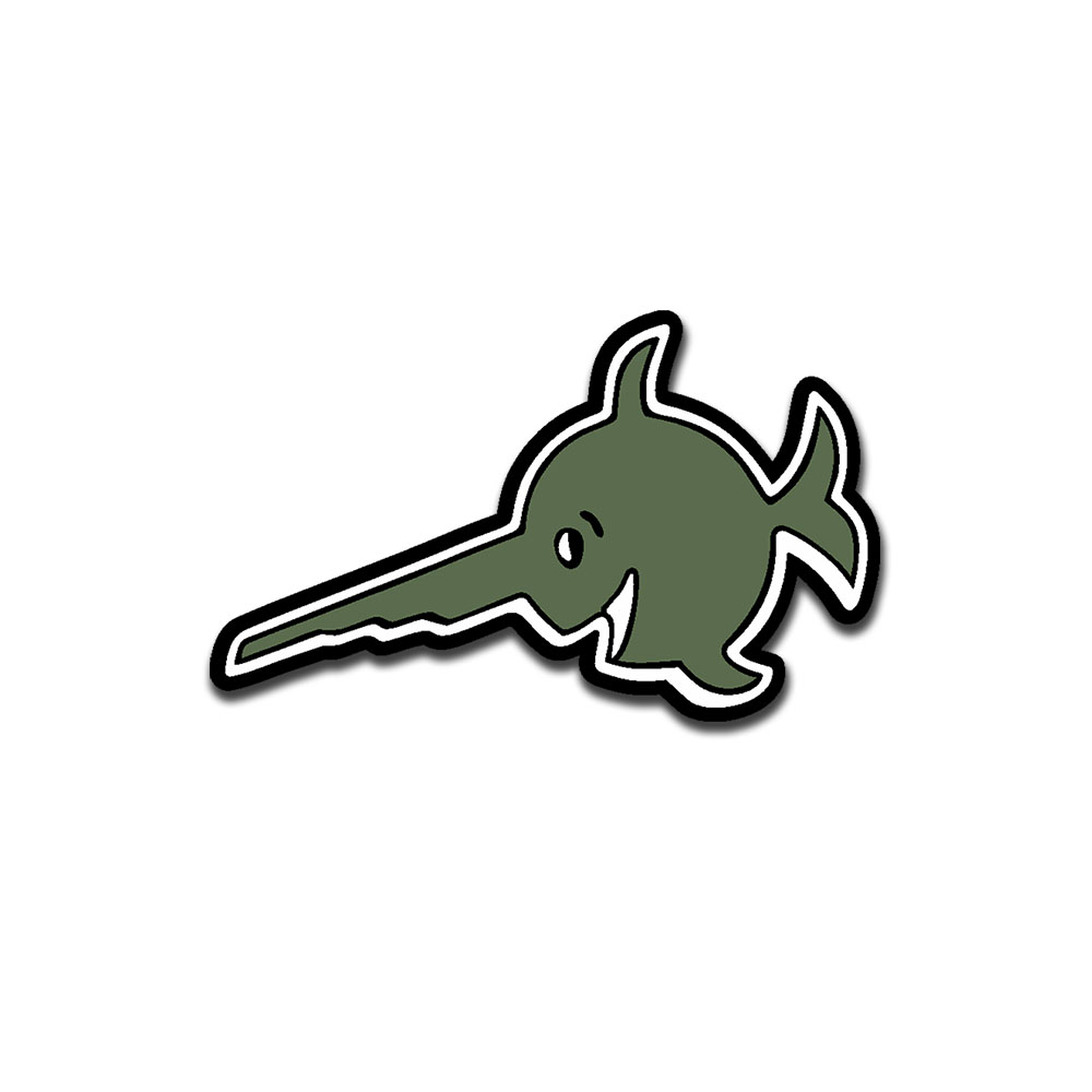Sticker Alfashirt sawfish olive UBoot 96 logo swordfish U Boot 7cm #A5905