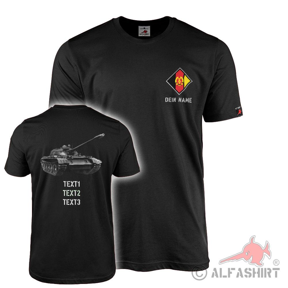 T-shirt personalized DDR NVA desired text your name Panzer T-55 #42577