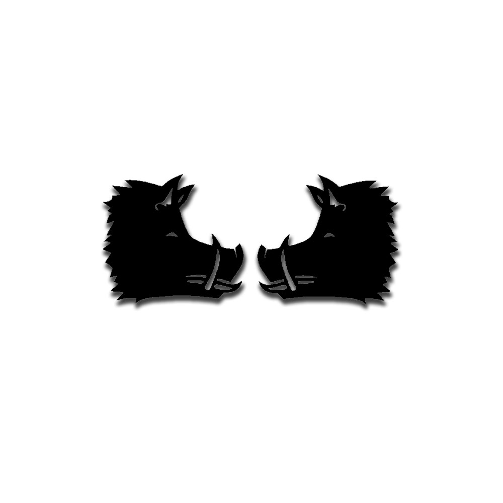 Wild boar set of 2 wedges wild sow head hunter forester sticker 10x9 cm # A5276