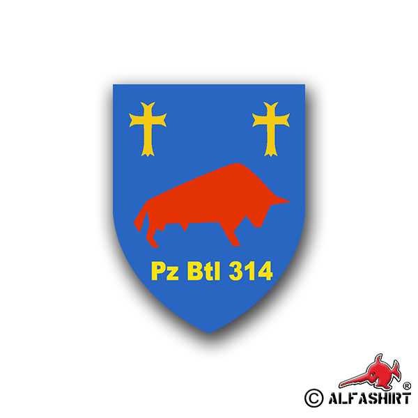 Sticker Tank Battalion 314 Coat of Arms Tank BW 7x5cm A752