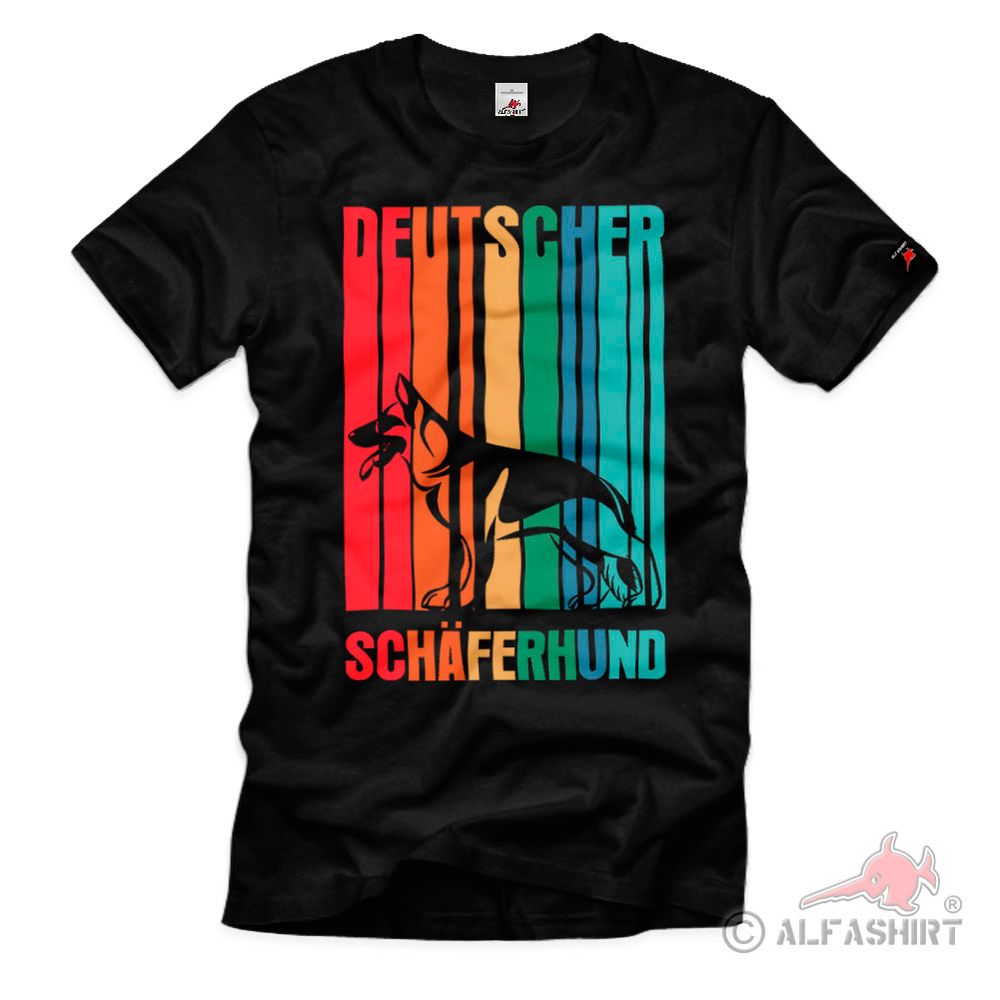 Retro Deutscher Schäferhund Familien Hund Farben DSH T Shirt #39764