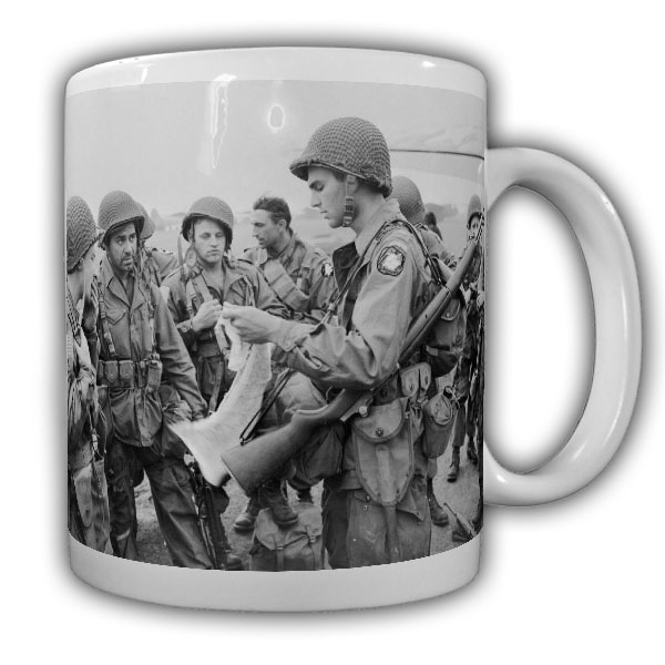 Tasse D-Day WW2 Us Army M1 Garand Besprechung Landkarte Front Ohama Beach #22203
