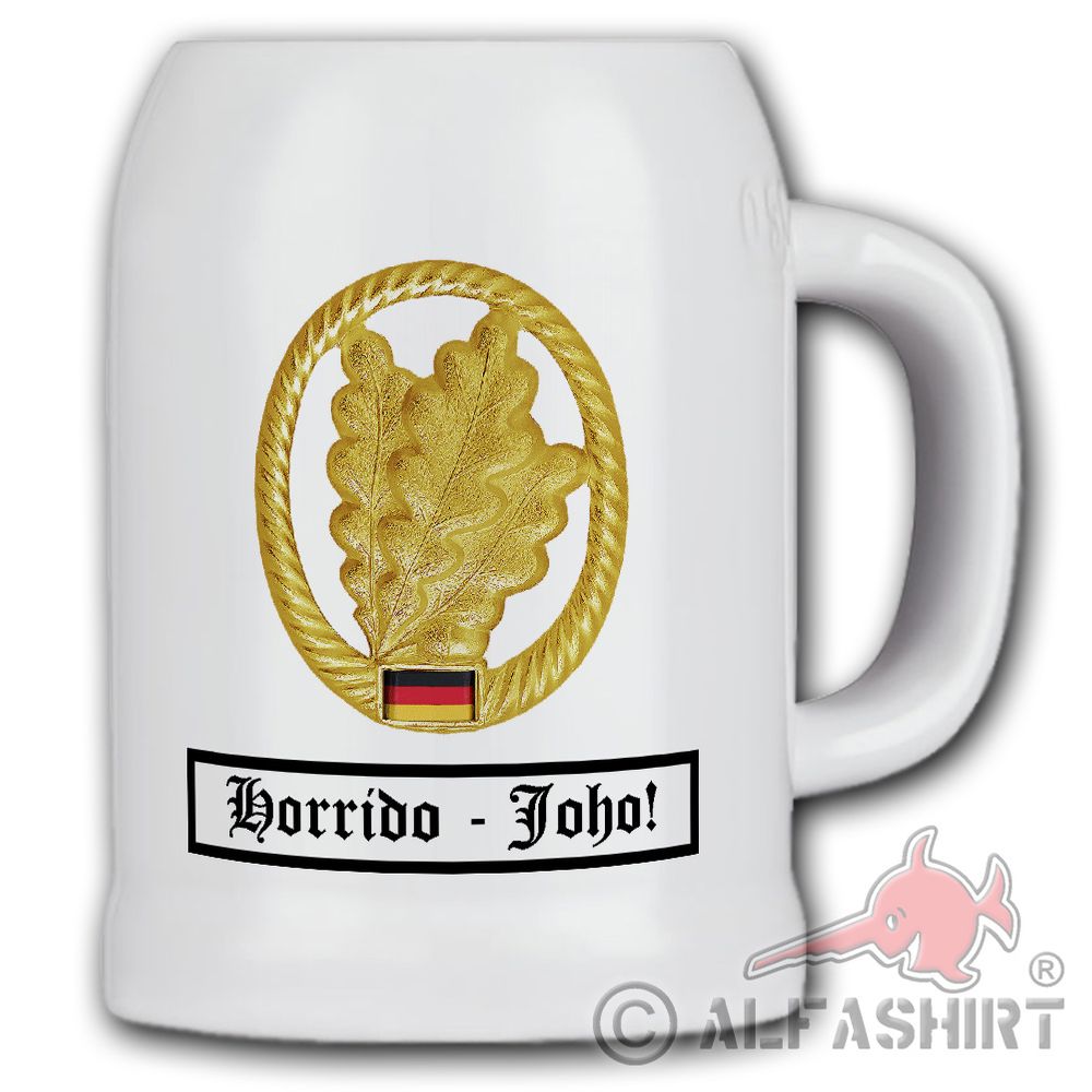 Bierkrug  Jäger Barettabezeichen Horrido - Joho Truppe BW Andenken #40443