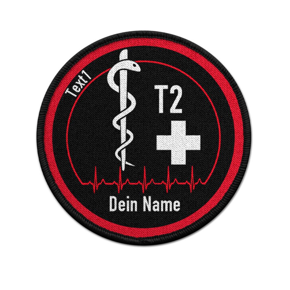 Patch personalisierbar QRS Komplex Äskulap Kreuz Sanitäter Humanmedizin #42494