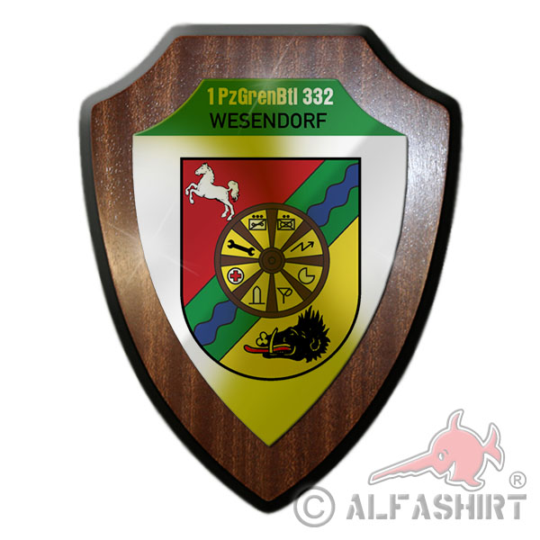 Heraldic shield 1 PzGrenBtl 332 First Company Panzer Grenadier Battalion # 30121