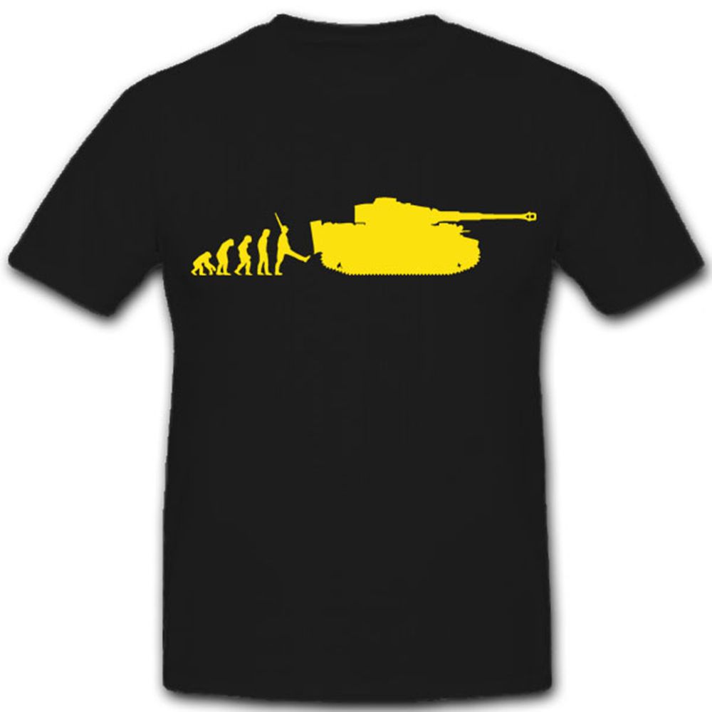 Evolution Tiger Panzer Evo Affe Mensch Steinzeit- T Shirt #7966