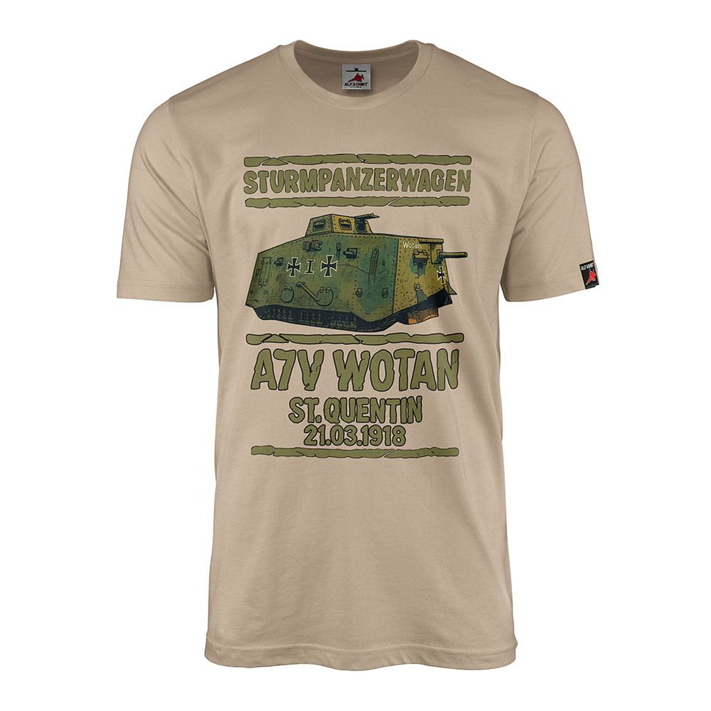 T-Shirt Sturmpanzerwagen A7V Wotan Panzer St Quentin 1918 Tank #46855
