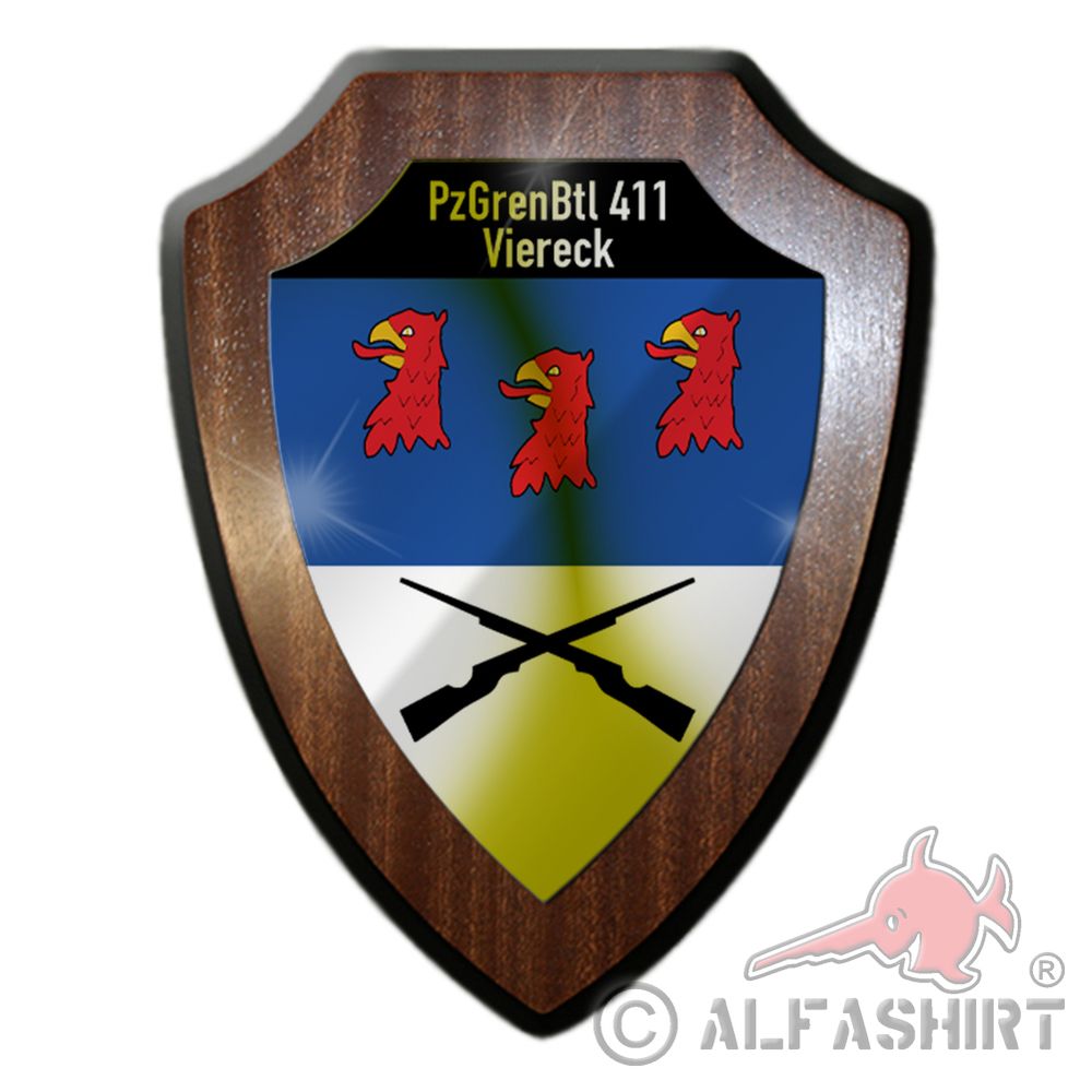 Heraldic shield PzGrenBtl 411 Viereck Wappen Panzergrenadierbataillon # 36841