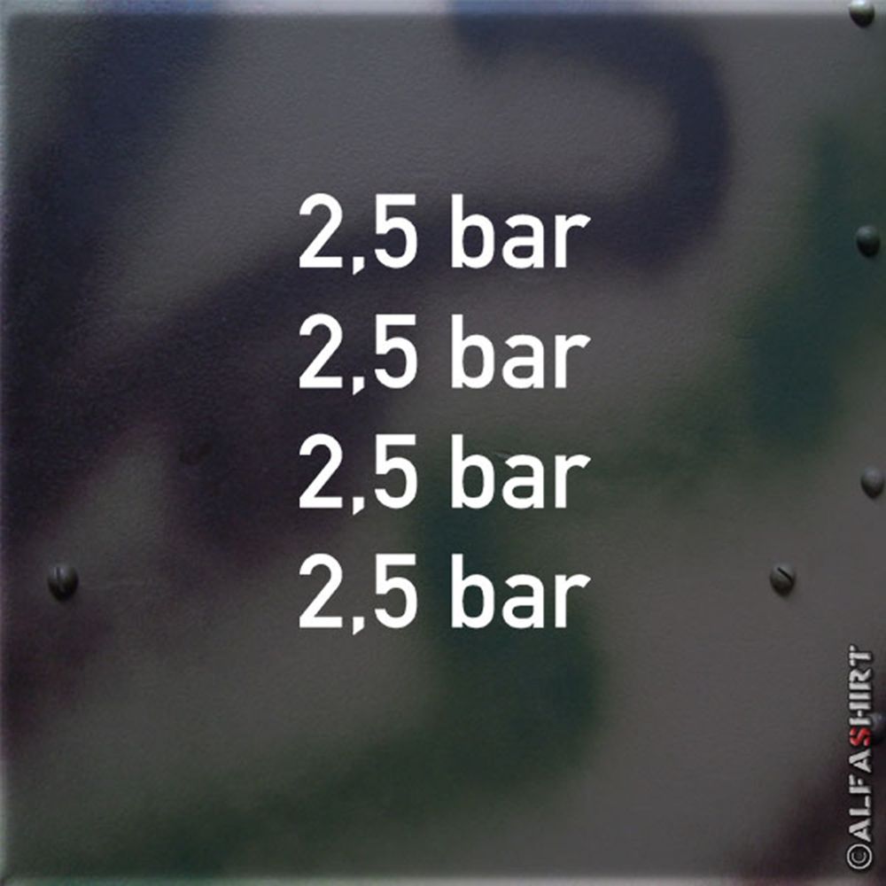 Aufkleber WUNSCH Reifendruck Kotflügel BAR PSI ATÜ Militär 3,5x1,5cm #A372