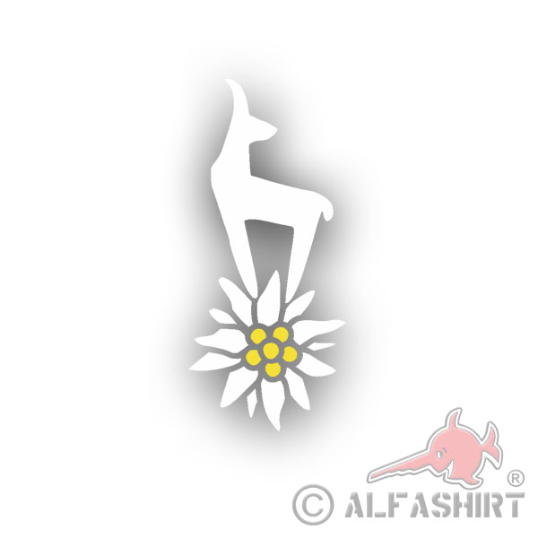 Climber Gams TYPE2 Edelweiss Plane Flower Sticker Car Crest 10x4cm # A4505