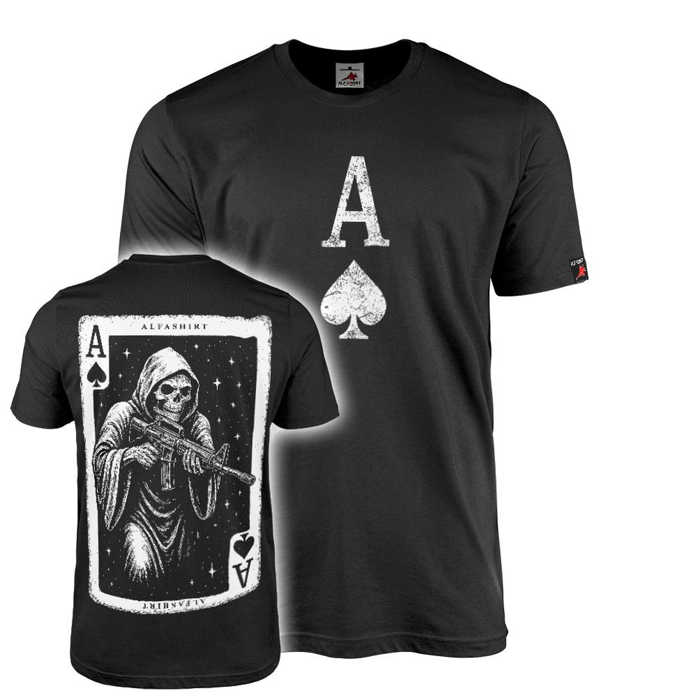 ALFA Reaper Black Ops Sensenmann Pik Ass Karte AR15 Nacht T-Shirt#46475