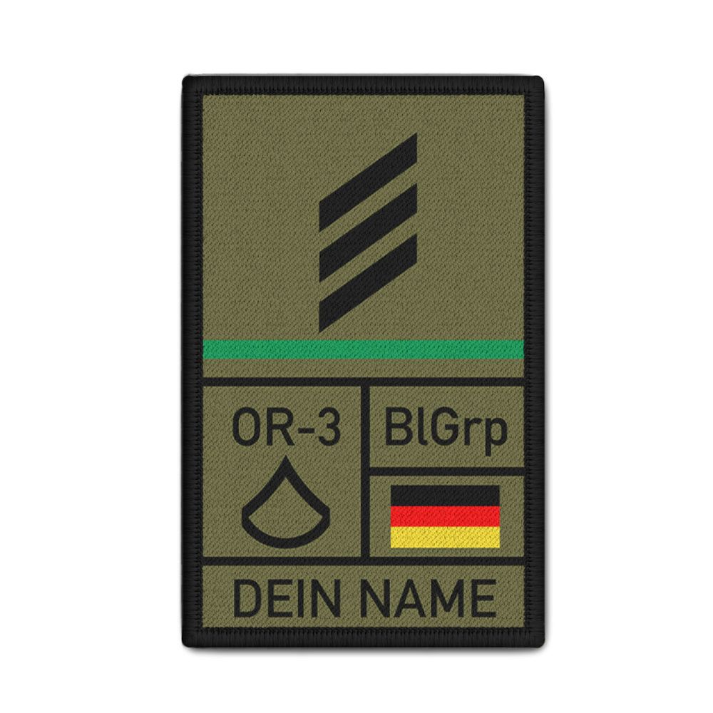 Patch Dienstgrad Hauptgefreiter OR-3 Truppengattung Waffenfarbe Jäger Grün#47523