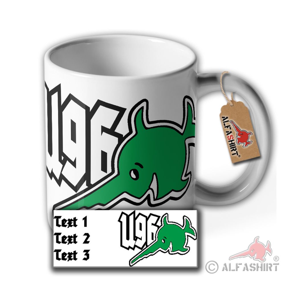 Tasse U96 Schwertfisch grün Personalisiert U-Boot Fisch Sägefisch #35579