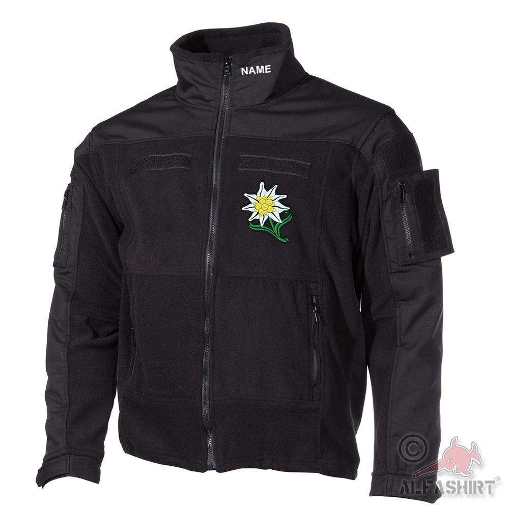Combat Fleecjacke  Gebirgsjäger Edelweiß Barett gestickt GRATIS NAME #30499