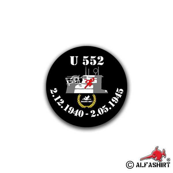 Sticker U 552 Type VII C. 1940 Crest Badge Emblem 7x7cm A945