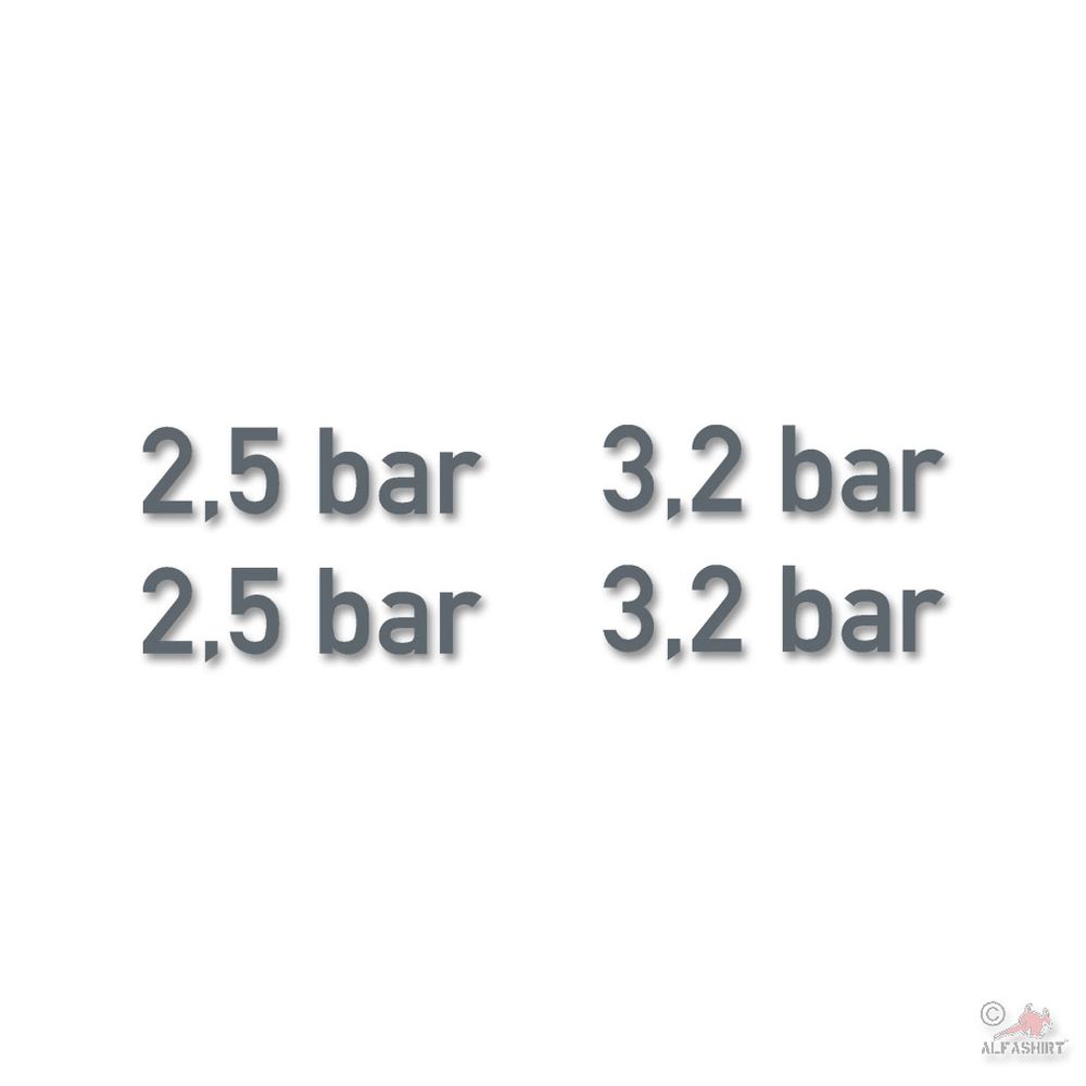 2.5 + 3.2bar tire pressure sticker Bundeswehr Wolf squirrel gray 7x2cm # A4831