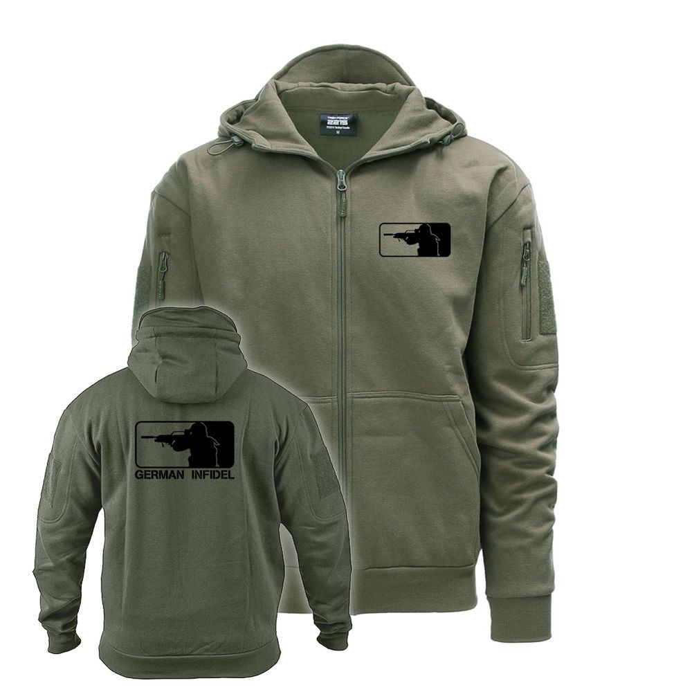 Tactical Hoodie Zipper Oliv Jacke German Infidel Soldat Einsatzveteran #46407