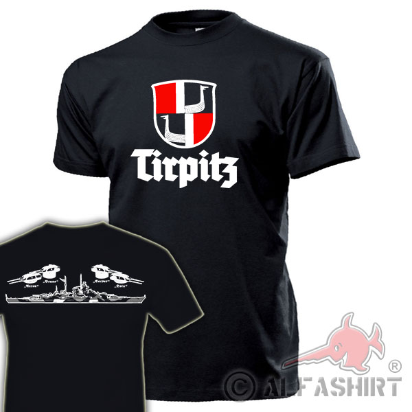 Schlachtschiff Tirpitz mit Türmen Schwere Artillerie Wappen T-Shirt #17833