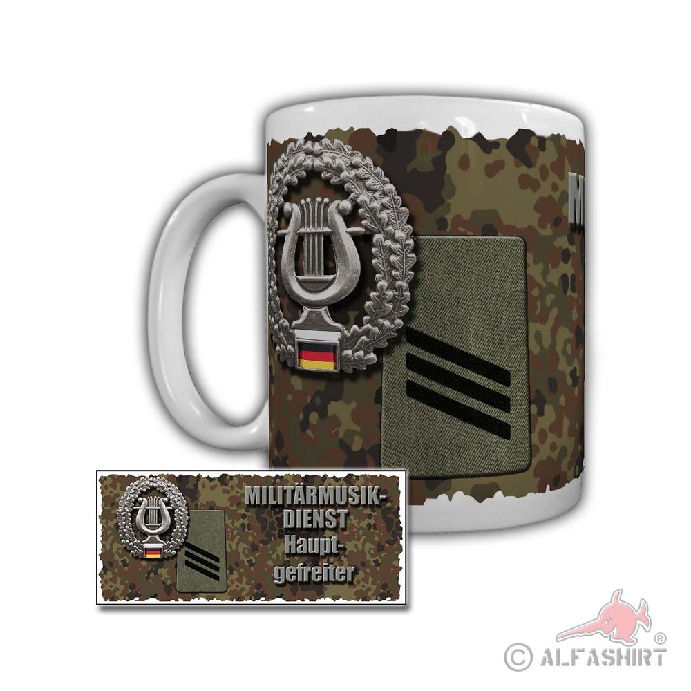 Tasse Militärmusik Hauptgefreiter Rangabzeichen BW Dienstgrad HptGefr HG #29757