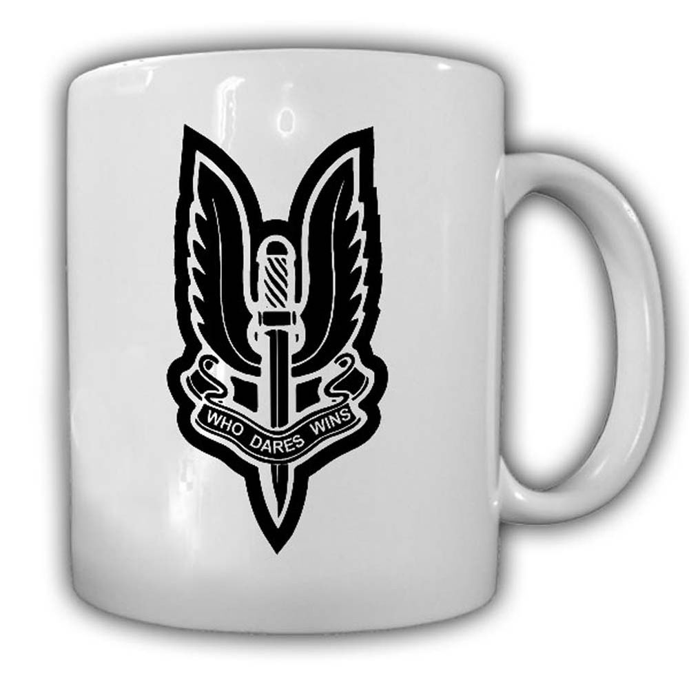 Tasse SAS black Special Air Service Abzeichen Wappen Who Dares Wins #24637