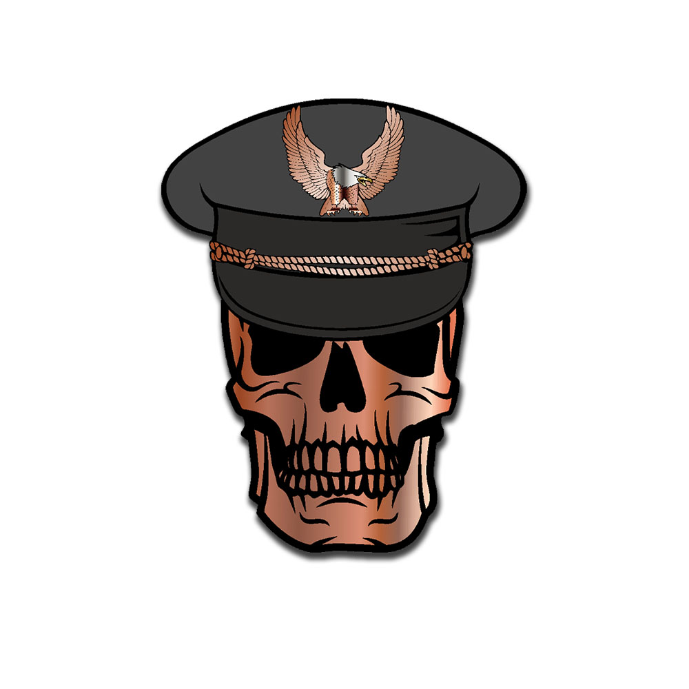 Visor cap skull soldier eagle general bone face 7x6 cm A5461
