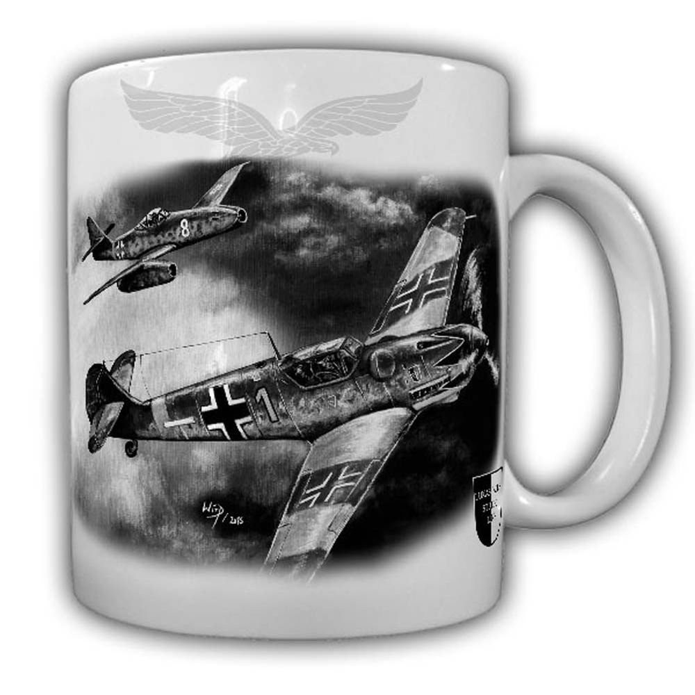 Tasse Lukas Wirp Me109 & Me262 Typ2 Jagd-Flugzeug Luftwaffe 1945 #24401