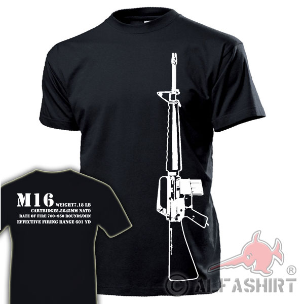 M16A4 with Data Navy Gulf War Marine Corps Vietnam Military Gun T-Shirt #17864