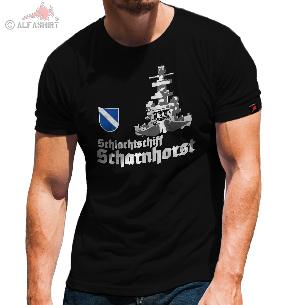 Schlachtschiff Scharnhorst Front KSM Schiff Geschützturm Hemd T-Shirt#32161