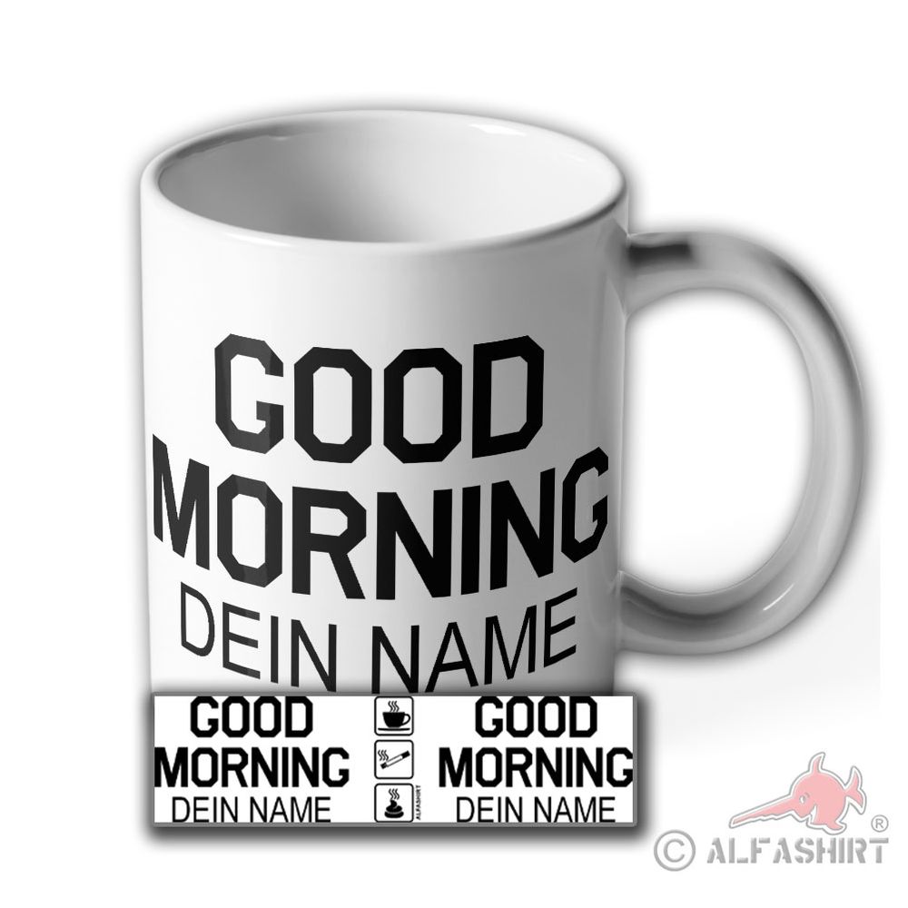 Tasse personalisiert Good Morning Wunschtext Morgenroutine Routine #42186