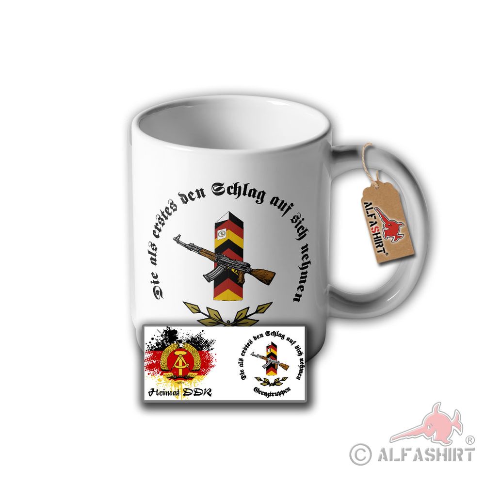 Tasse Grenztruppe Heimat DDR NVA Grenzstein AK NVA Sicherung #31168