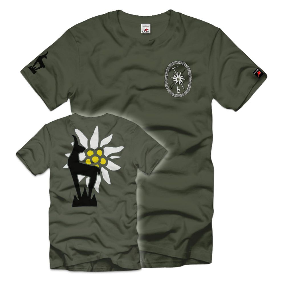 Gams and Horrido Gebirgsjäger Capricorn Edelweiss Coat of Arms Badge T-Shirt # 34924