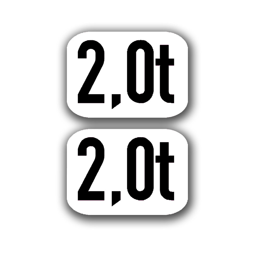 Sticker set 2x 5.6x4cm tons 2.0t for trailer maximum load #A6410
