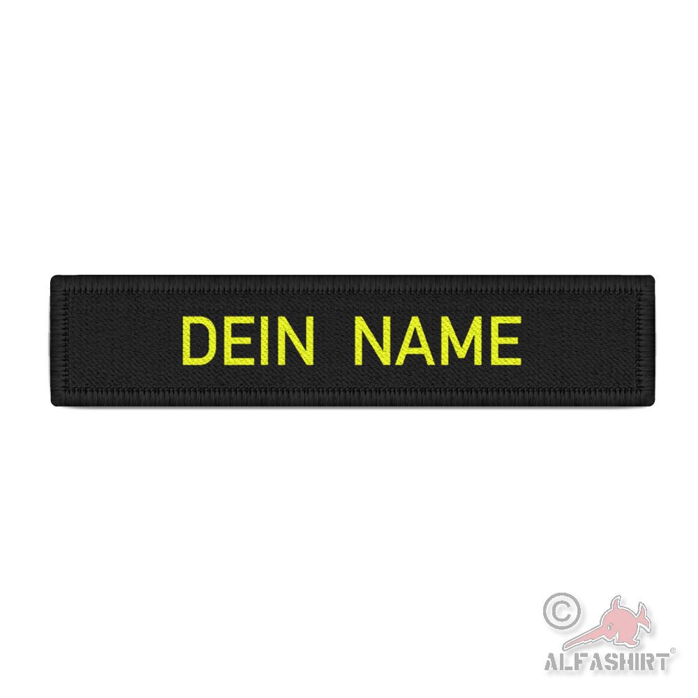 Namenspatch 12,5x2,5cm Namen Schwarz Neon Gelb Yellow Signal Farbe Arbeit #45461