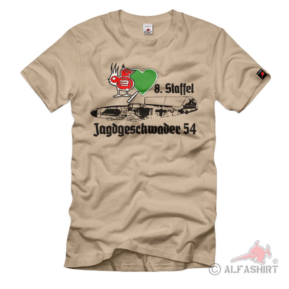 8-JG 54 Staffel Jagdgeschwader Luftwaffe Grünherz Me109 Coat of Arms WW2 T-Shirt # 1832