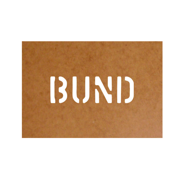 Ölkarton Schablone BUND Bundeswehr Beschriftung BW Eigentum 2,5x8cm#25071