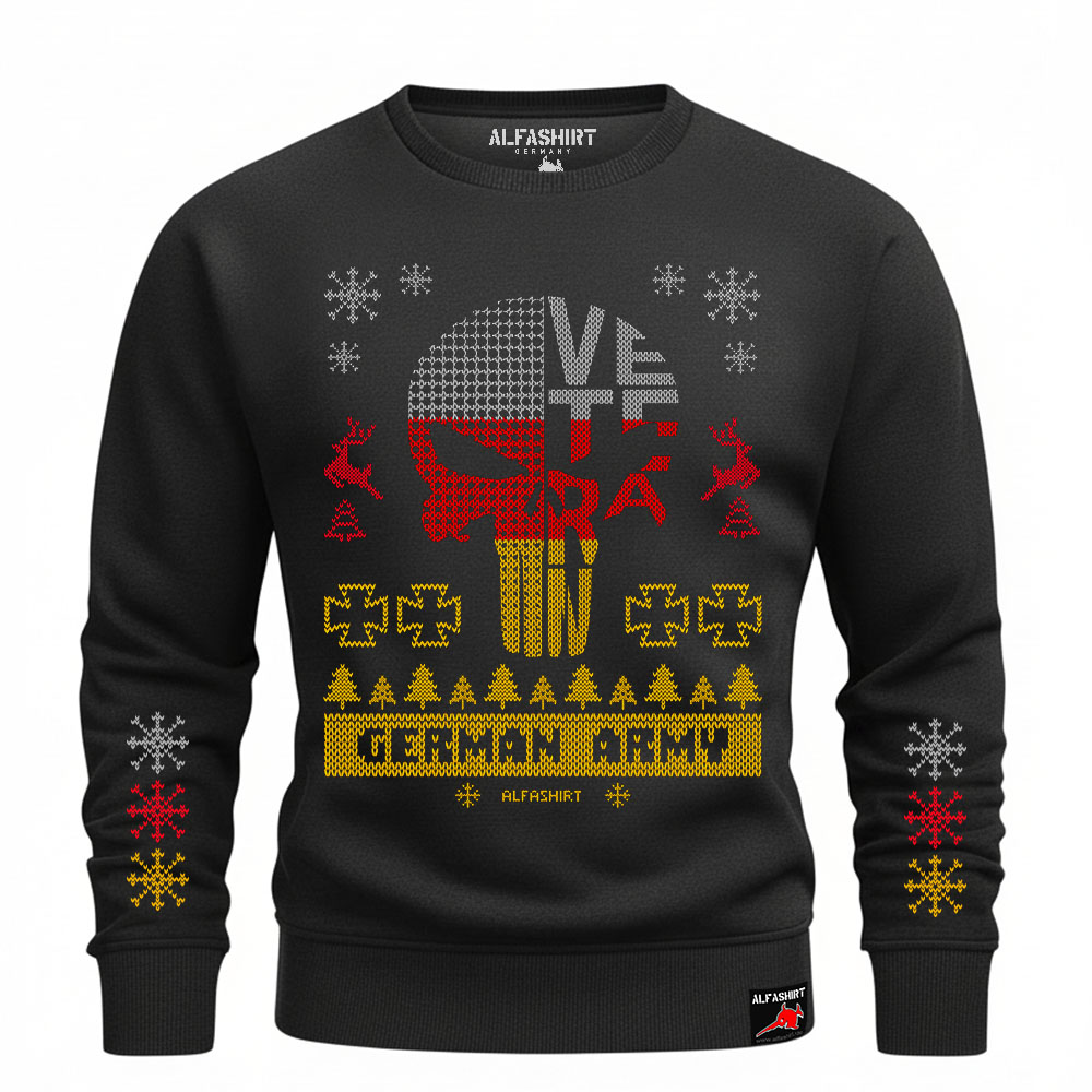X-MAS Veteran German Army Bundeswehr sweater, black, red, gold, Christmas #S47996
