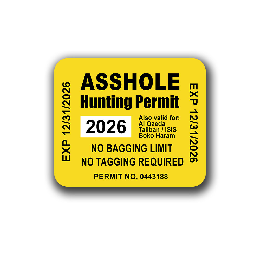 Aufkleber ASSHOLE Hunting Jagd Jagdlizenz 2026 für Terrorvögel 10x8cm #A7335