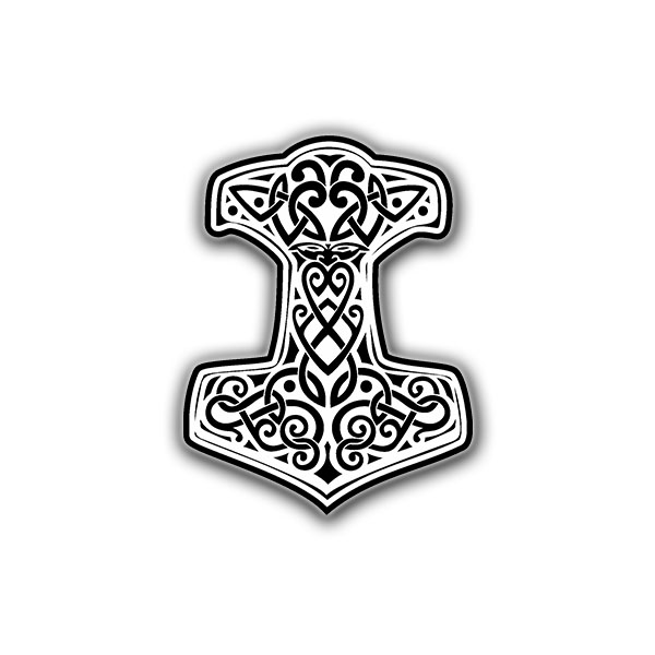 Sticker Thor's Hammer Mjölnir God knows Thunder God Germane 7x5cm # A677