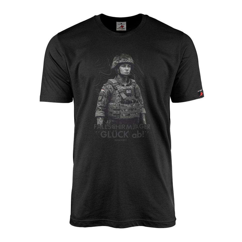 Fallschirmjäger Glück AB! Bundeswehr Tattoogirl Inked Militär BW T-Shirt #46595