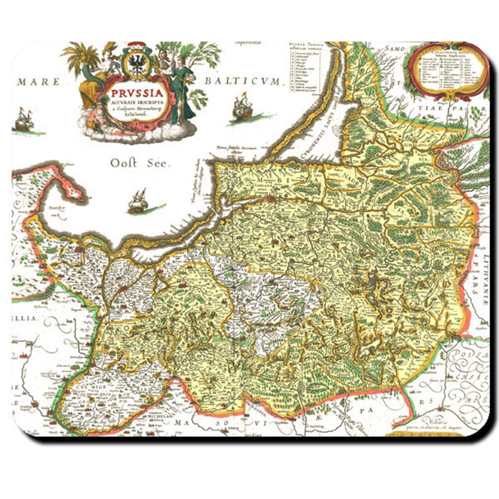 Alte Preußen Landkarte Ostsee Westpreußen Ostpreußen - Mauspad #7940
