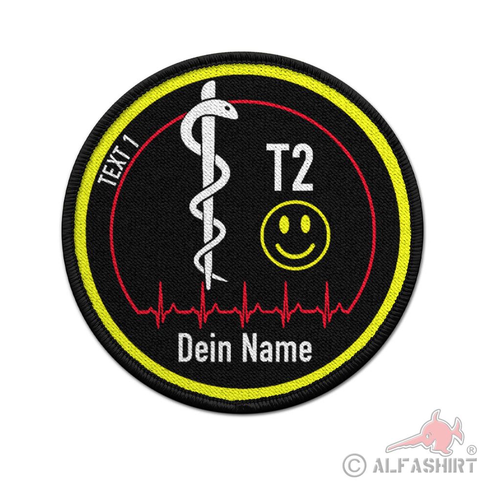 Patch 7,5cm personalisiert Äskulap Sanitäter Smile Lächeln Humor #42461