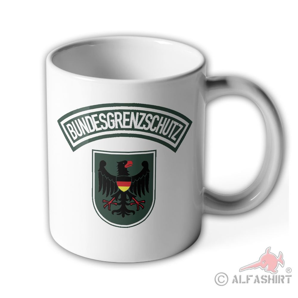 Tasse Bundesgrenzschutz BGS Polizei Wappen Abzeichen Adler Genscher Bogen #23680