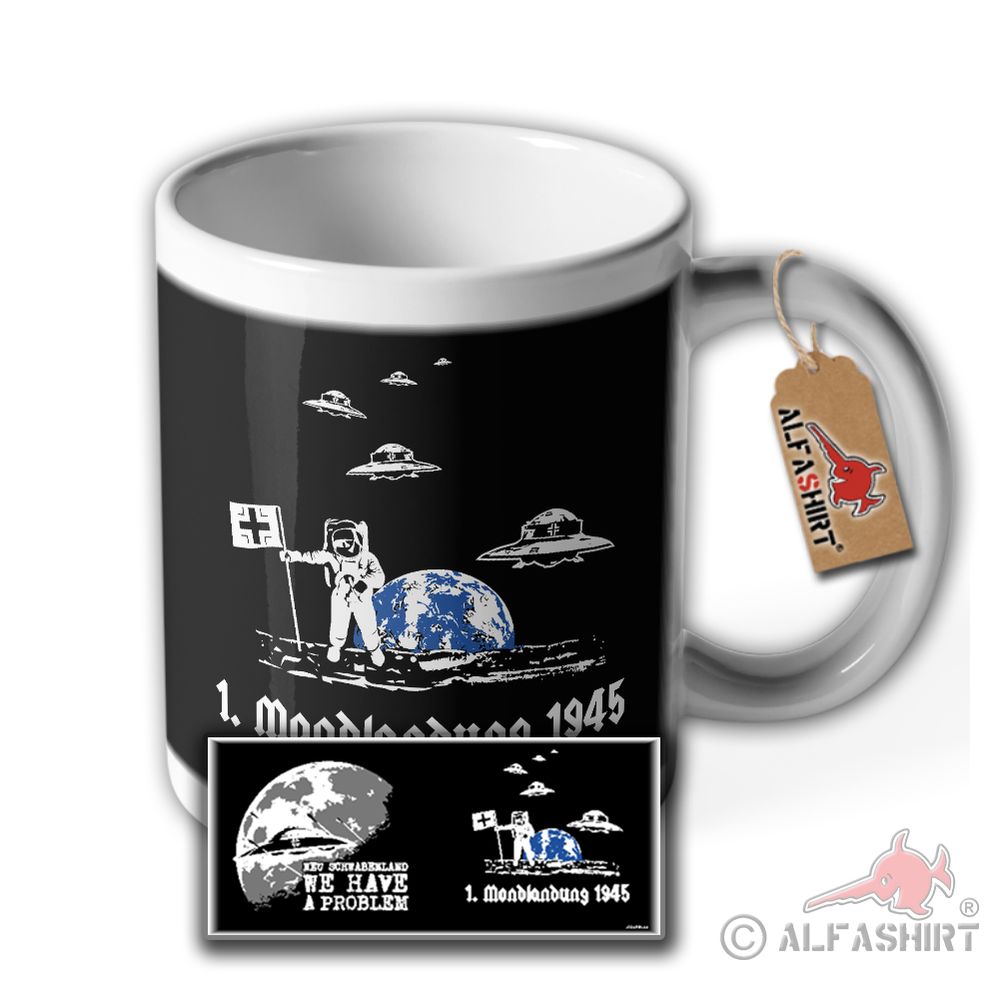 Tasse Erste Mondlandung 1945 dunkle Seite Haunebu Flugscheibe #36335