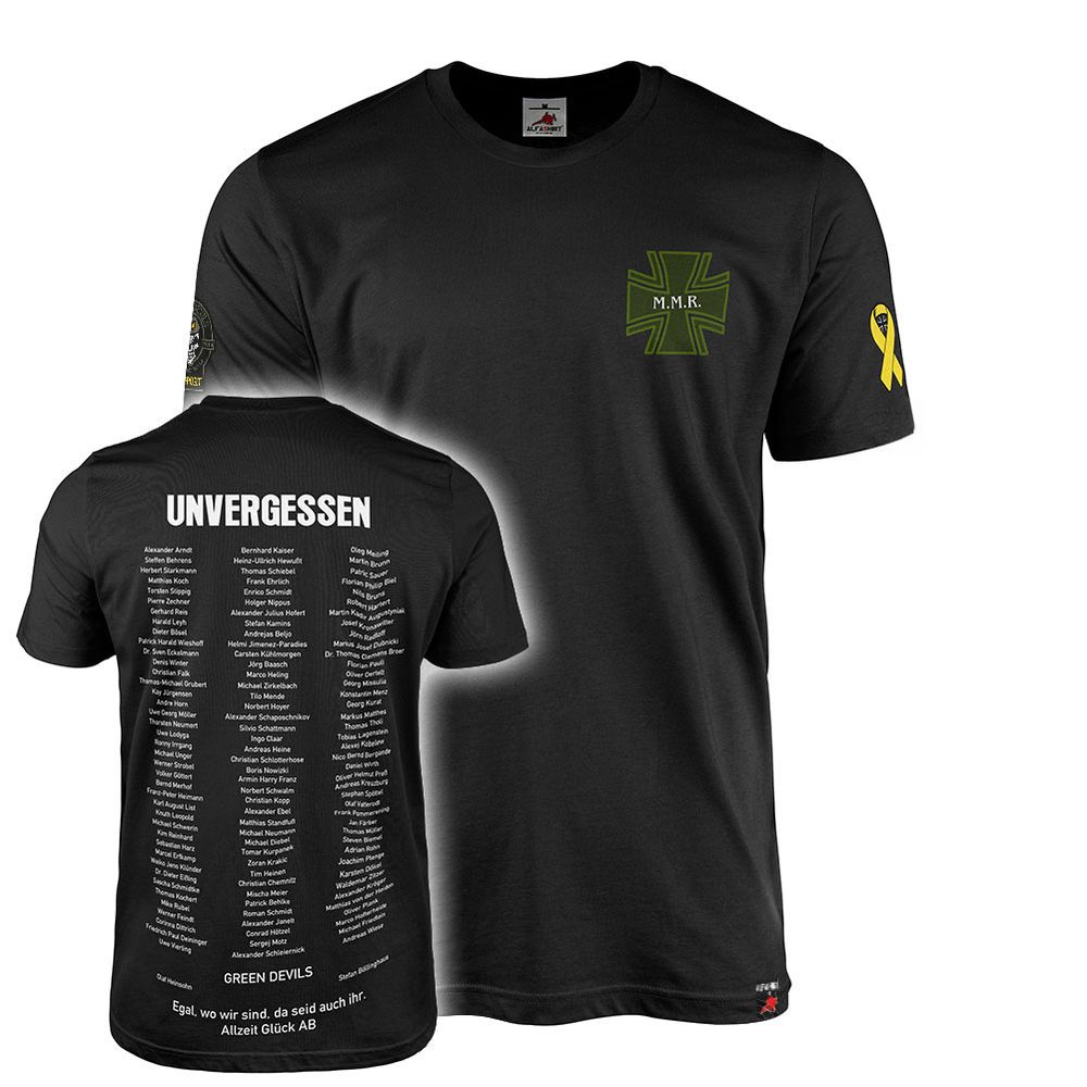 T-Shirt Green Devils Supporter MMR Missing Men Run Unvergessen Gelbe Schleife#44636