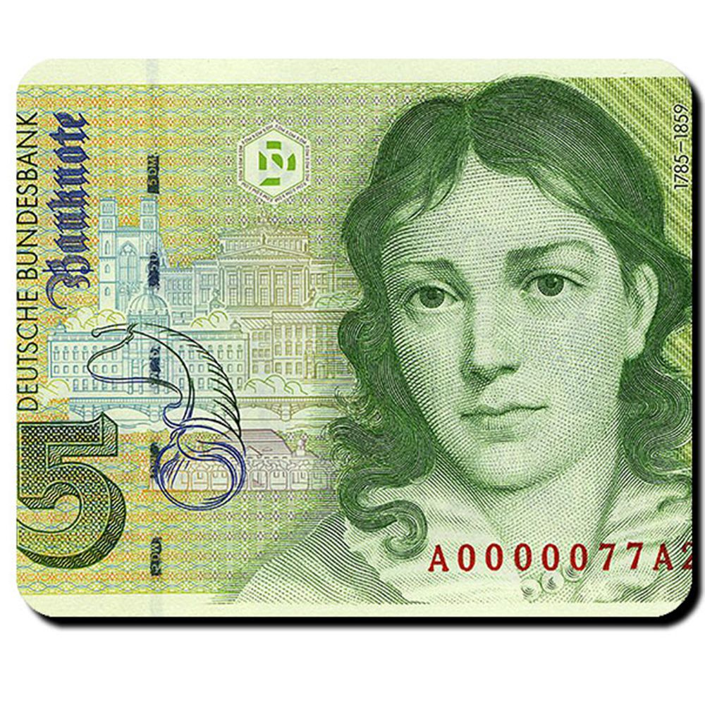 5 Mark Deutsche Mark Schein Währung Bettina von Arnim Achim Note Mauspad #16343