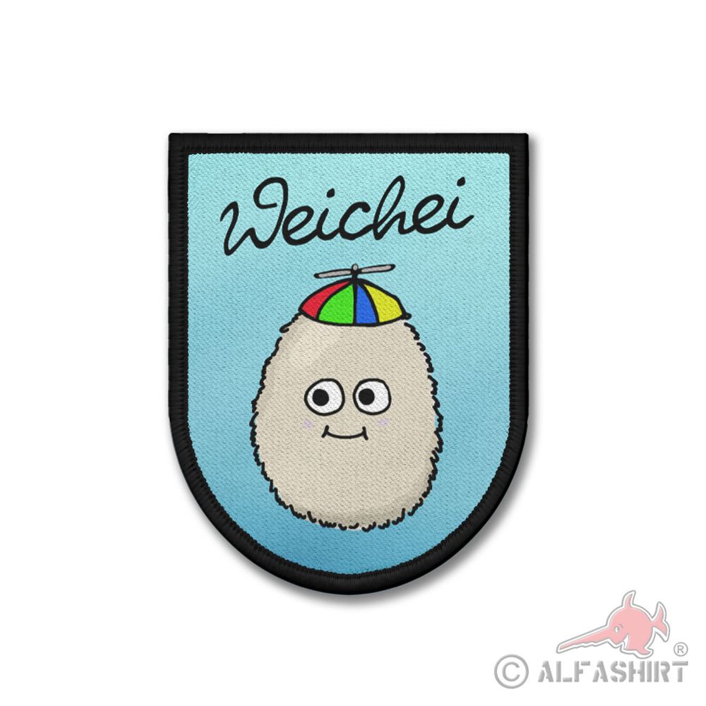 Patch 9x7cm Weichei flauschiges Ei Memme Angsthase Humor #43695
